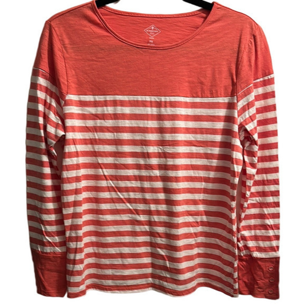 St. John's Bay coral and White Striped Women's Top